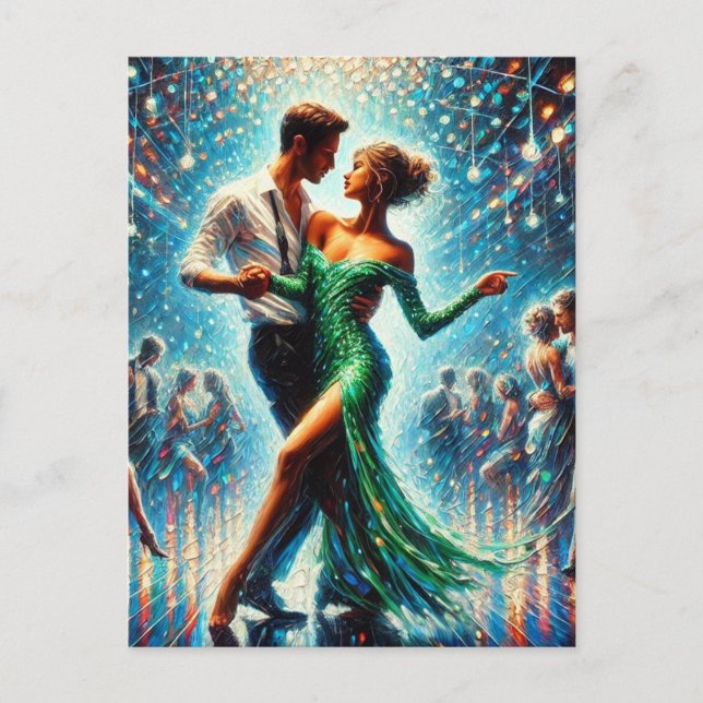 Carte Postale Couple dansant dans une discothèque (Devant)
