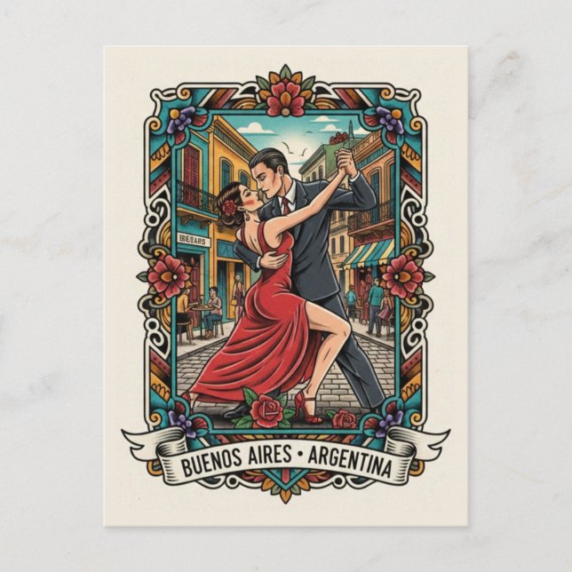 Carte Postale Couple dansant le tango en Argentine (Devant)
