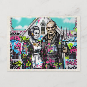 Carte Postale Couple d'art fin remixé par l'IA Graffiti Art de r
