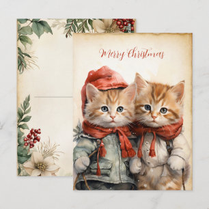 Carte Postale Couple de chatons magnifiques Noël