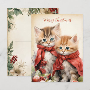 Carte Postale Couple de chatons magnifiques Noël