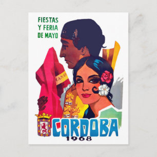 Carte Postale Couple de Cordoue, Espagne, en fête, voyage vintag