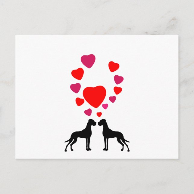 Carte Postale Couple de Grand Danois d'amour (Devant)