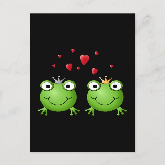 Carte Postale Couple de grenouille avec le coeur. (Devant)