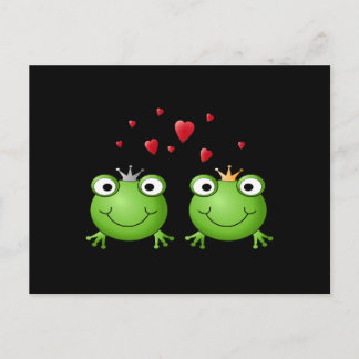 Carte Postale Couple de grenouilles avec des coeurs.