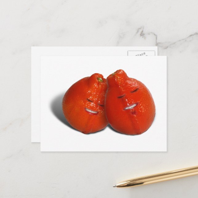 Carte Postale Couple de mandarines  (Devant/Arrière en situation)