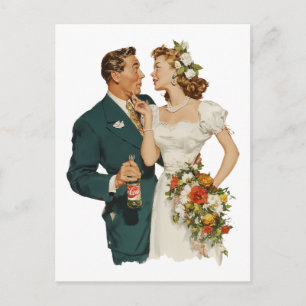 Carte Postale Couple de mariage vintage Moment romantique