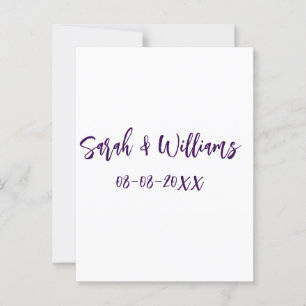 Carte Postale couple de mariages. Nom date violet simple mo mini