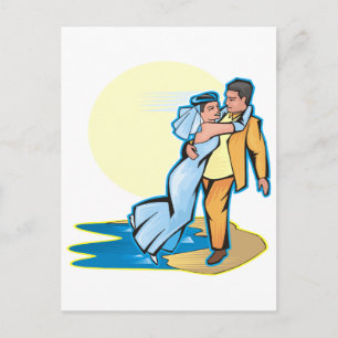 Carte Postale Couple de mariés sur la plage