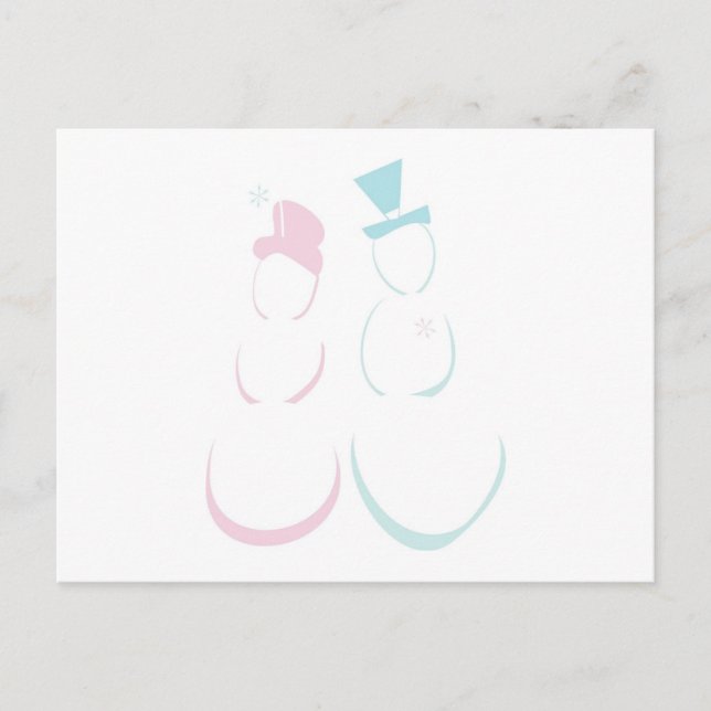 Carte Postale Couple de neige à Icy rose et bleu (Devant)