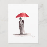 Couple de parapluie rouge