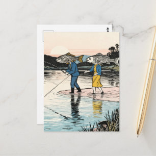 Carte Postale Couple de pêche surréaliste