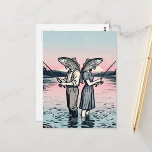 Carte Postale Couple de pêche surréaliste