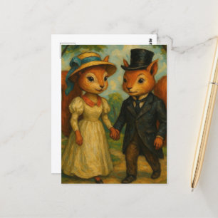 Carte Postale Couple de petits écureuils adorables