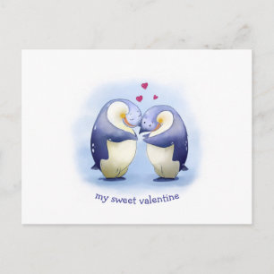 Carte postale Couple de pingouin mignonne de la Sa