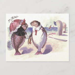 Carte Postale Couple de poissons plage mer océan
