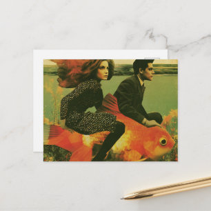 Carte Postale Couple de poissons rouges de fantaisie en voyage