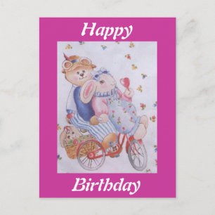 CARTE POSTALE COUPLE DE RABBITS FRAPPÉS