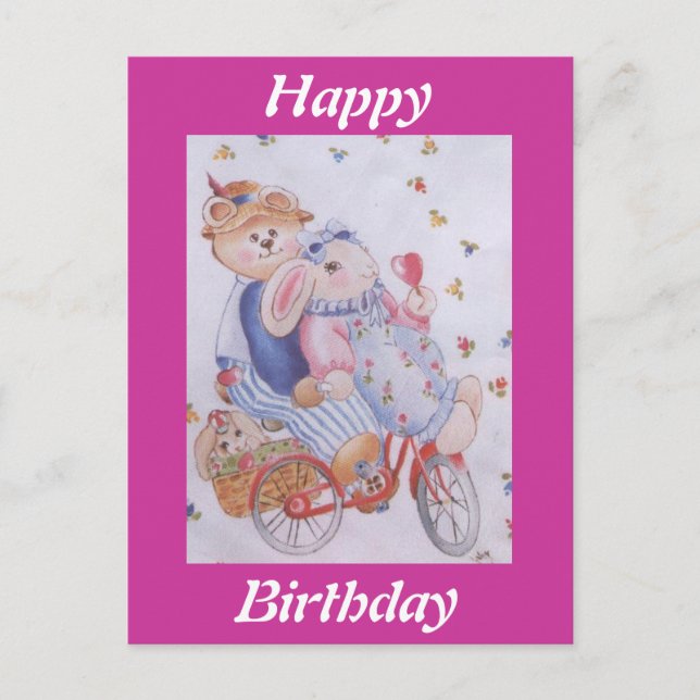 CARTE POSTALE COUPLE DE RABBITS FRAPPÉS (Devant)