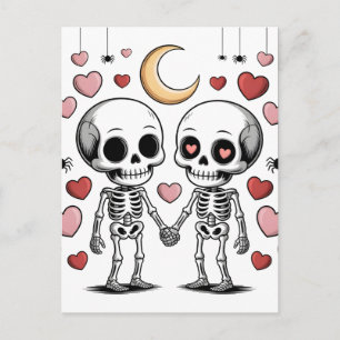 Carte Postale Couple de squelettes mignons : Graphique d'amour e