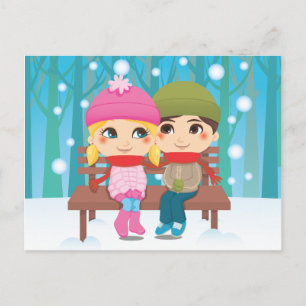Carte Postale Couple d'hiver