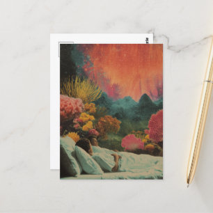 Carte Postale Couple dormant sous la mer Surreal Mélange média