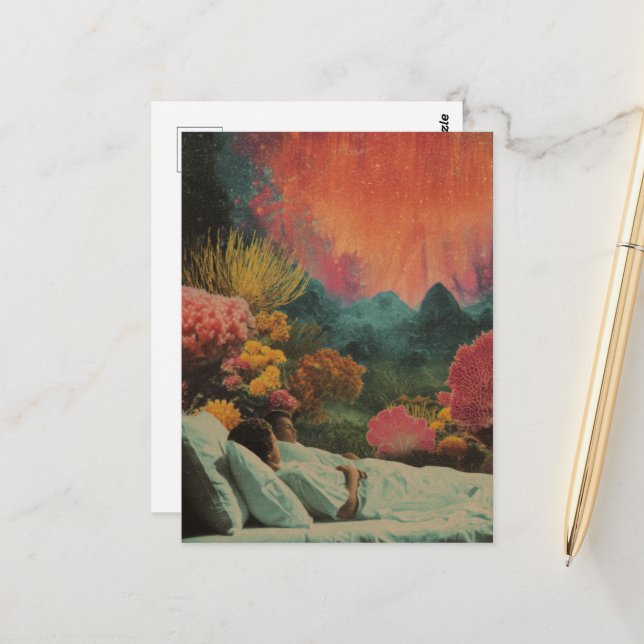 Carte Postale Couple dormant sous la mer Surreal Mélange média (Devant/Arrière en situation)