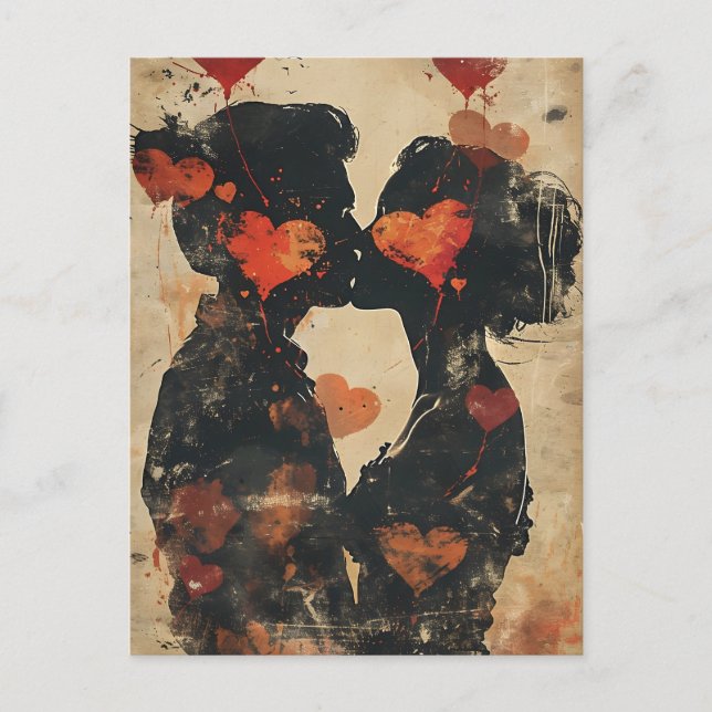 Carte Postale Couple embrassant la Saint-Valentin (Devant)