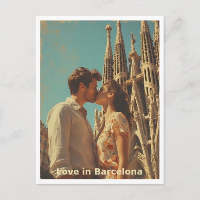 Carte Postale Couple en amour Barcelone (Devant)