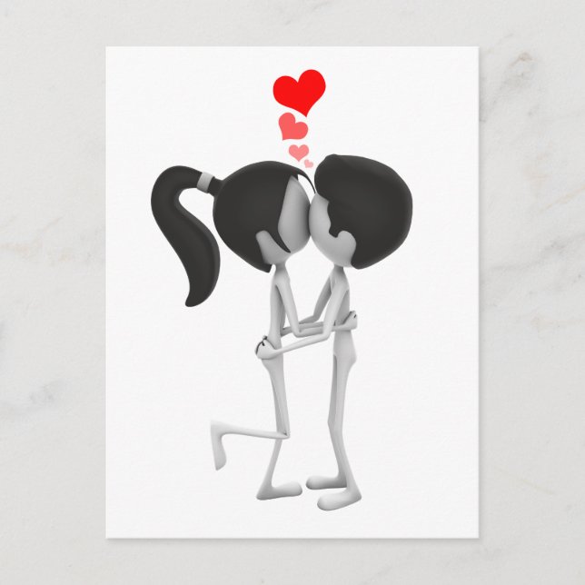 Carte Postale Couple en amour S'embrasser (Devant)