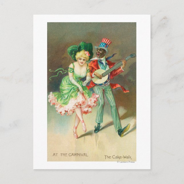 Carte Postale Couple en costume Faire la promenade du gâteau (Devant)