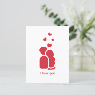 Carte Postale Couple et Coeur simple blanc rouge personnalisées