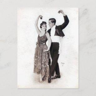 Carte Postale Couple flamenco vintage avec castanets