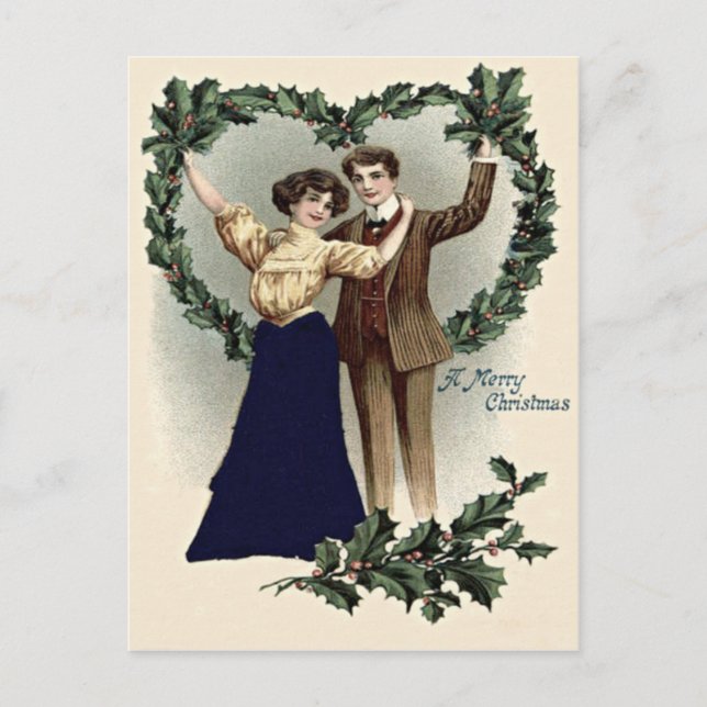 Carte Postale Couple Holly Heart Guirlande (Devant)