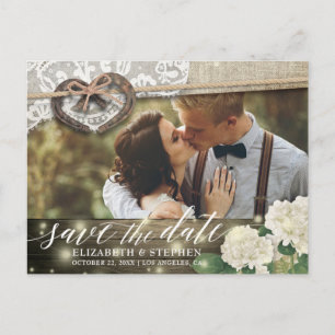 Carte Postale Couple Horseshoe Hydrangea Mariage Date de sauvega