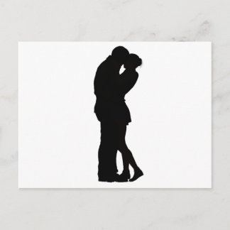 Carte Postale Couple in Love Silhouette embrassant une intimité