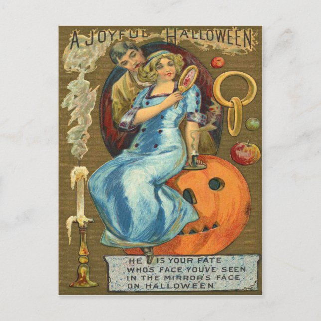 Carte Postale Couple Jack O Lantern Citrouille Pomme (Devant)