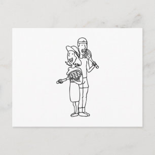 Carte Postale Couple jouant au tennis
