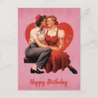 Couple lesbien joyeux anniversaire vintage