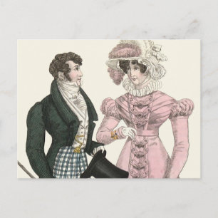 Carte Postale Couple Mariage Antique 1823 Homme Femme Mode