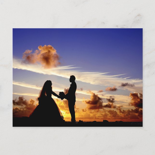 Carte Postale Couple Mariage coucher de soleil (Devant)