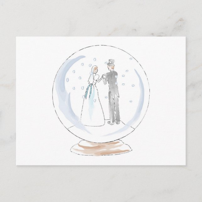 Carte Postale Couple Mariage du Globe des neiges (Devant)