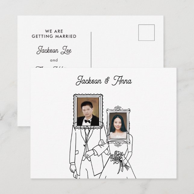 Carte Postale Couple mariage photo unique (Devant / Derrière)
