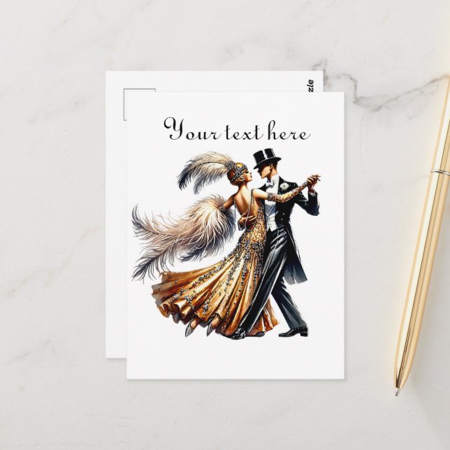 Carte Postale Couple mignon ajouter du texte (Devant/Arrière en situation)