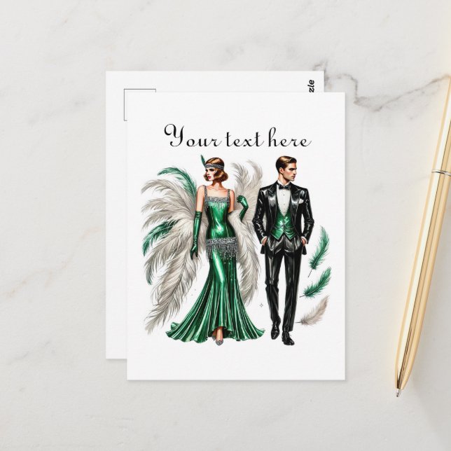 Carte Postale Couple mignon ajouter du texte (Devant/Arrière en situation)