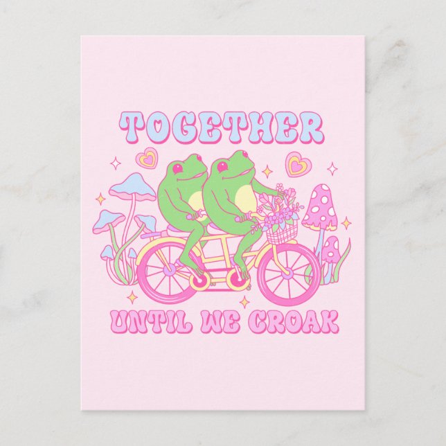 Carte Postale Couple Mignon Grenouille - Ensemble Jusqu'à Ce Que (Devant)