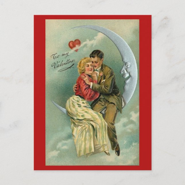 Carte Postale Couple Over the Moon Valentine Postcard (Devant)