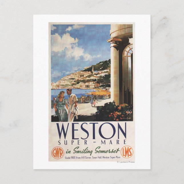 Carte Postale Couple Overlooking Coast Railway Poster (Devant)