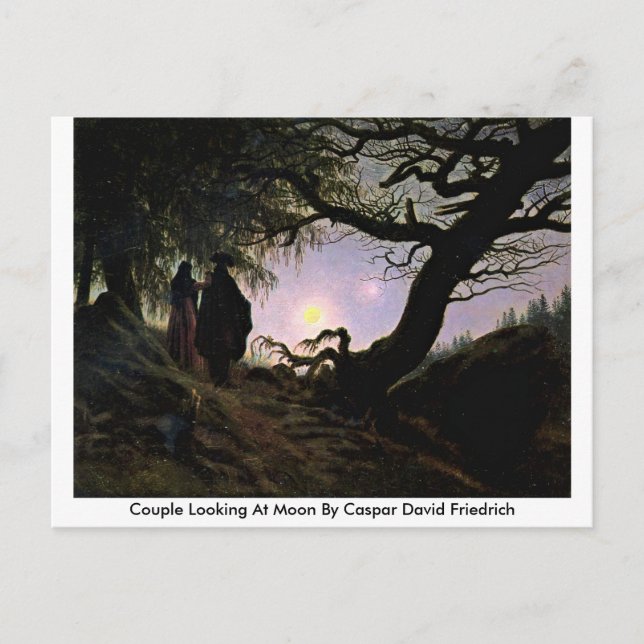 Carte Postale Couple Regardant La Lune Par Caspar David Friedric (Devant)