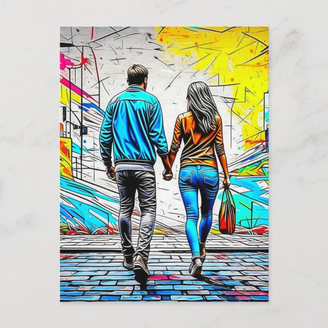 Carte Postale Couple Se Tenant la Main |Tu Me Manques (Devant)